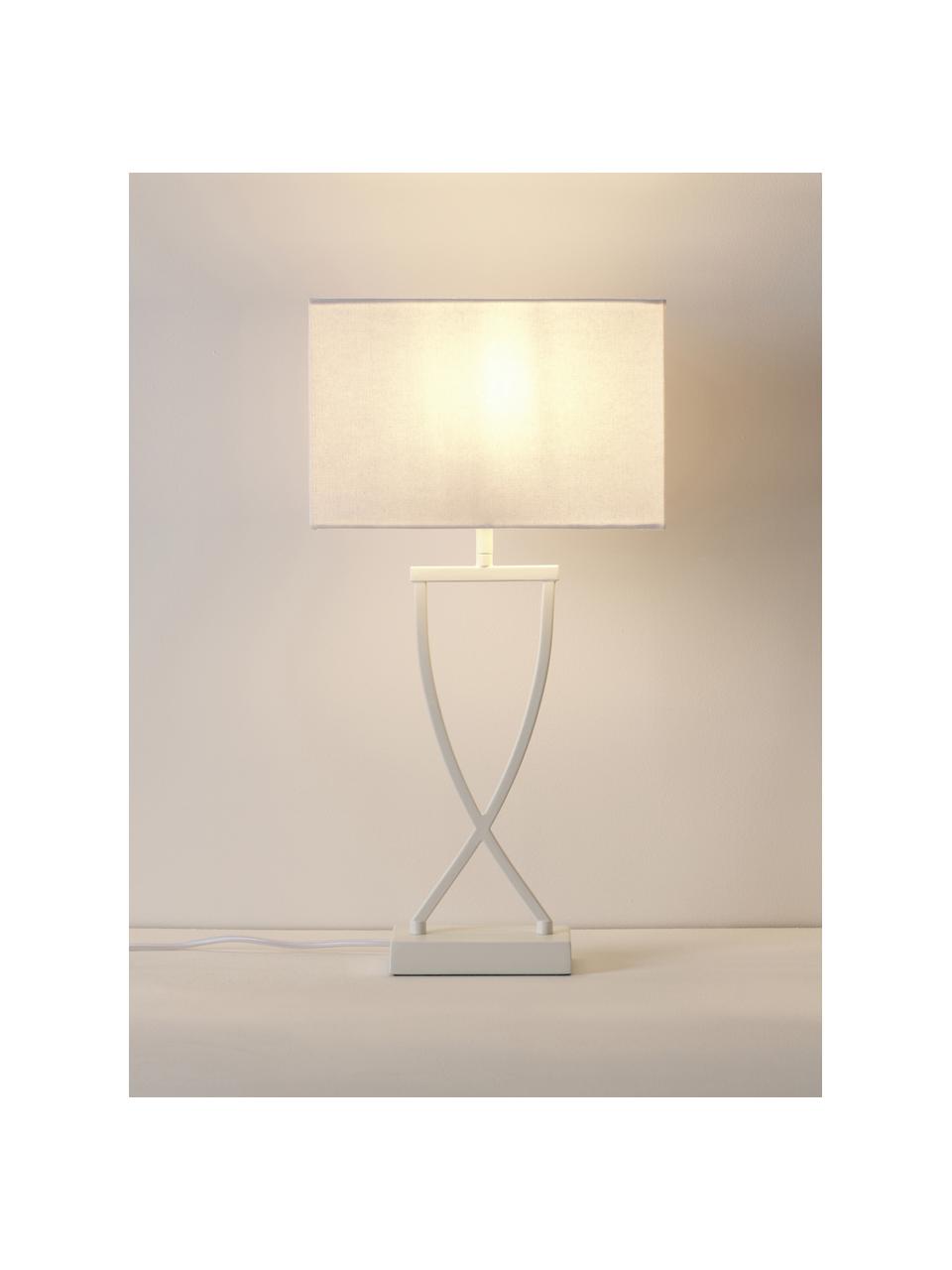 Große Tischlampe Vanessa, Lampenfuß: Metall, pulverbeschichtet, Lampenschirm: Textil, Weiß, B 27 x H 52 cm