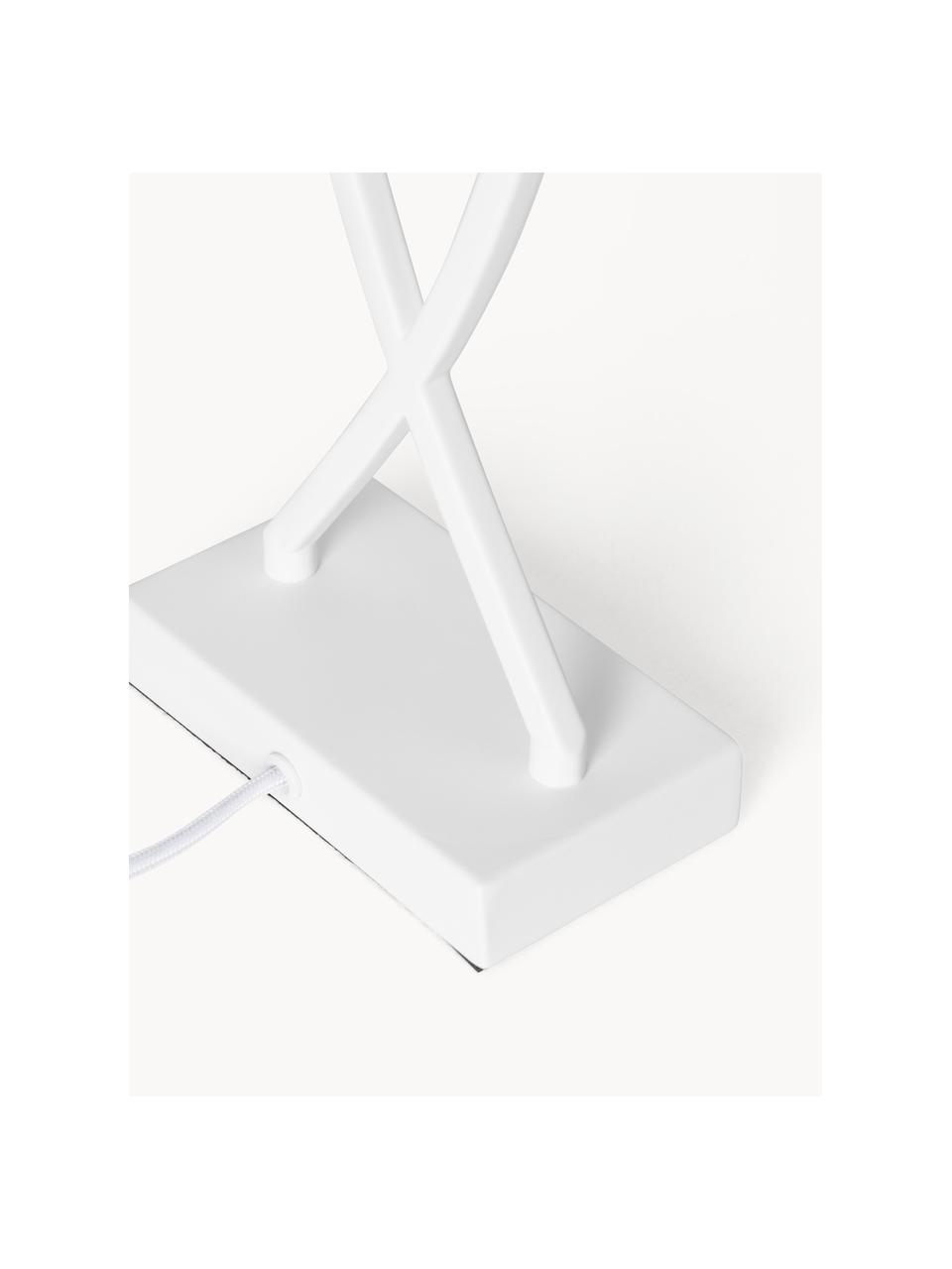 Grote tafellamp Vanessa, Lampvoet: gepoedercoat metaal, Lampenkap: textiel, Wit, B 27 x H 52 cm