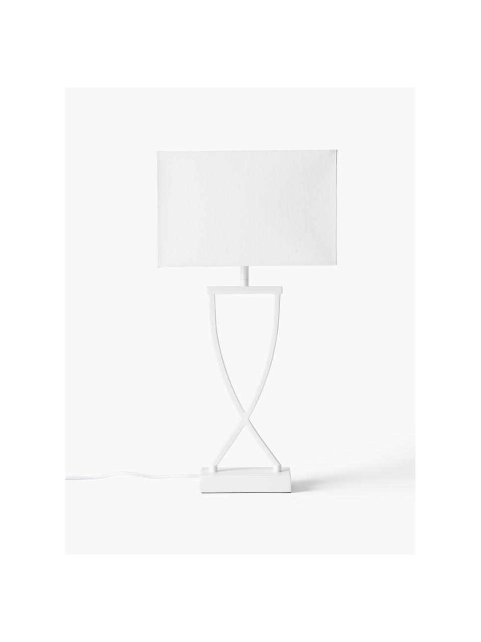 Lámpara de mesa grande Vanessa, Pantalla: mezcla de algodón, Cable: cubierto en tela, Blanco, An 27 x Al 52 cm