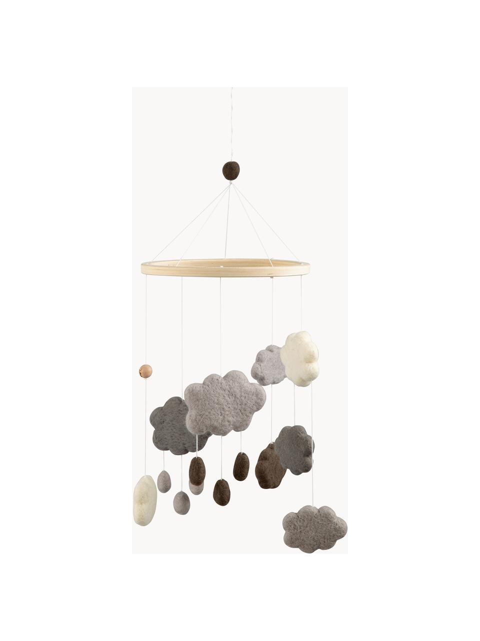 Ręcznie wykonany mobil Clouds, Szary, brązowy, Ø 22 x 57 cm