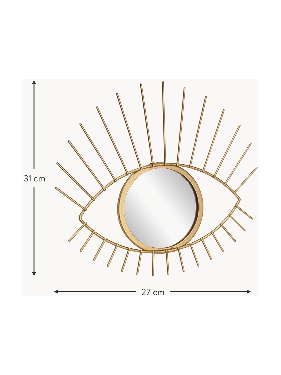 Specchio da parete decorativo Lashes, Cornice: metallo rivestito, Superficie dello specchio: lastra di vetro, Dorato, Larg. 27 x Alt. 31 cm