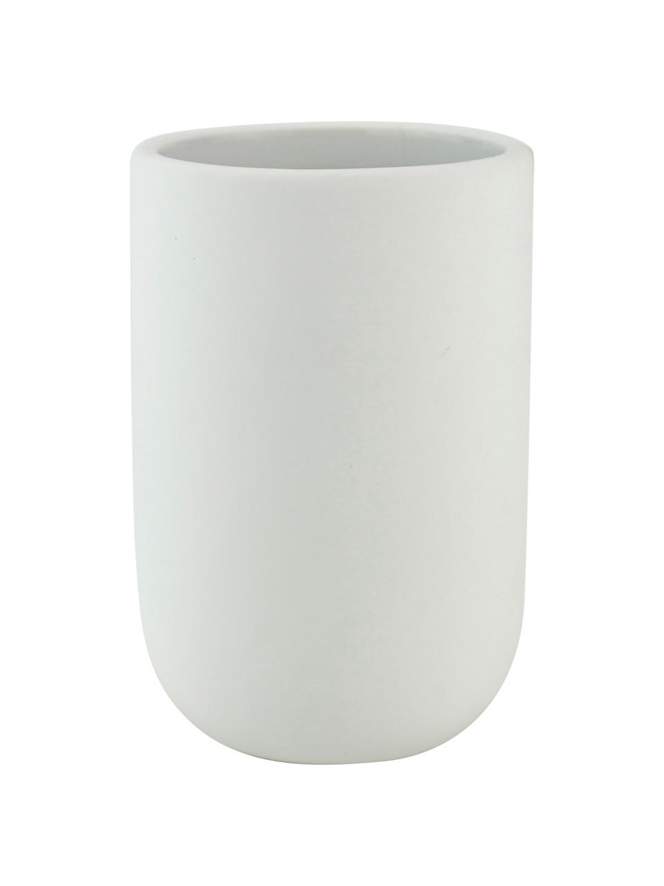 Vaso cepillo de dientes Lotus, Cerámica, Blanco, Ø 7 x Al 10 cm