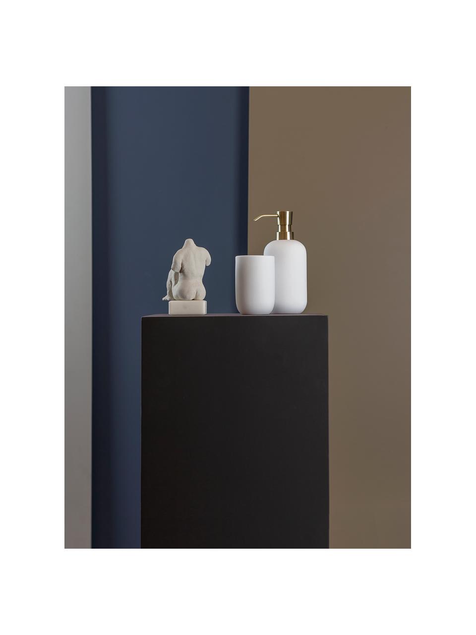 Keramik-Zahnputzbecher Lotus, Keramik, Weiss, Ø 7 x H 10 cm