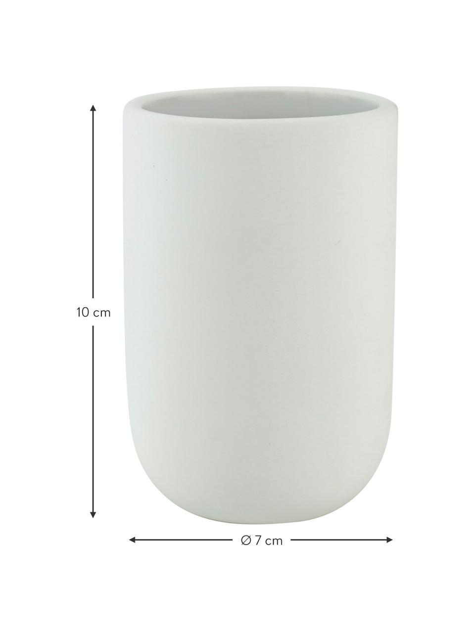 Keramik-Zahnputzbecher Lotus, Keramik, Weiß, Ø 7 x H 10 cm