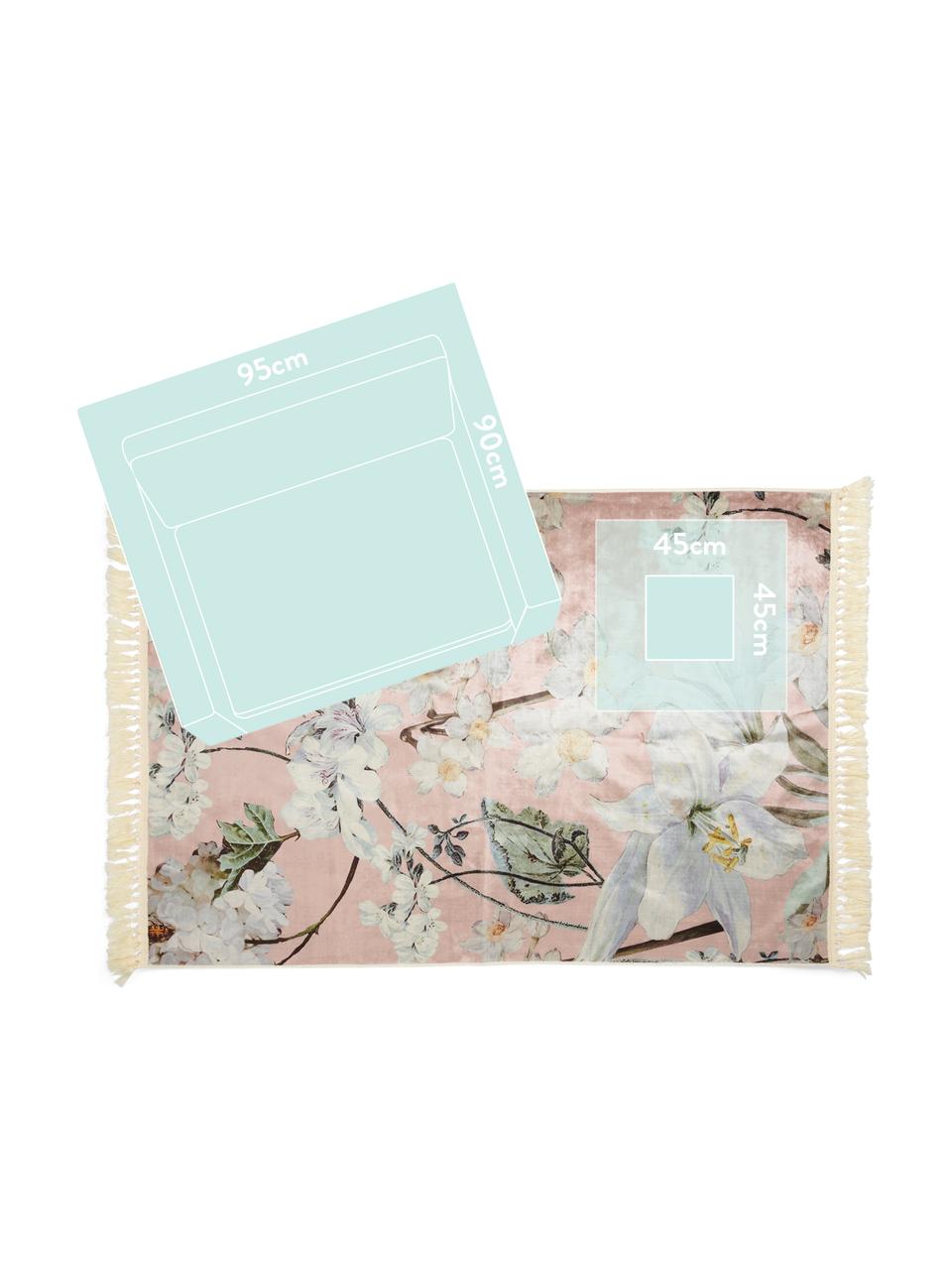 Teppich Rosalee mit Blumenmuster, 60% Polyester, 30% thermoplastisches Polyurethan, 10% Baumwolle, Rosa, Mehrfarbig, B 180 x L 240 cm (Größe M)