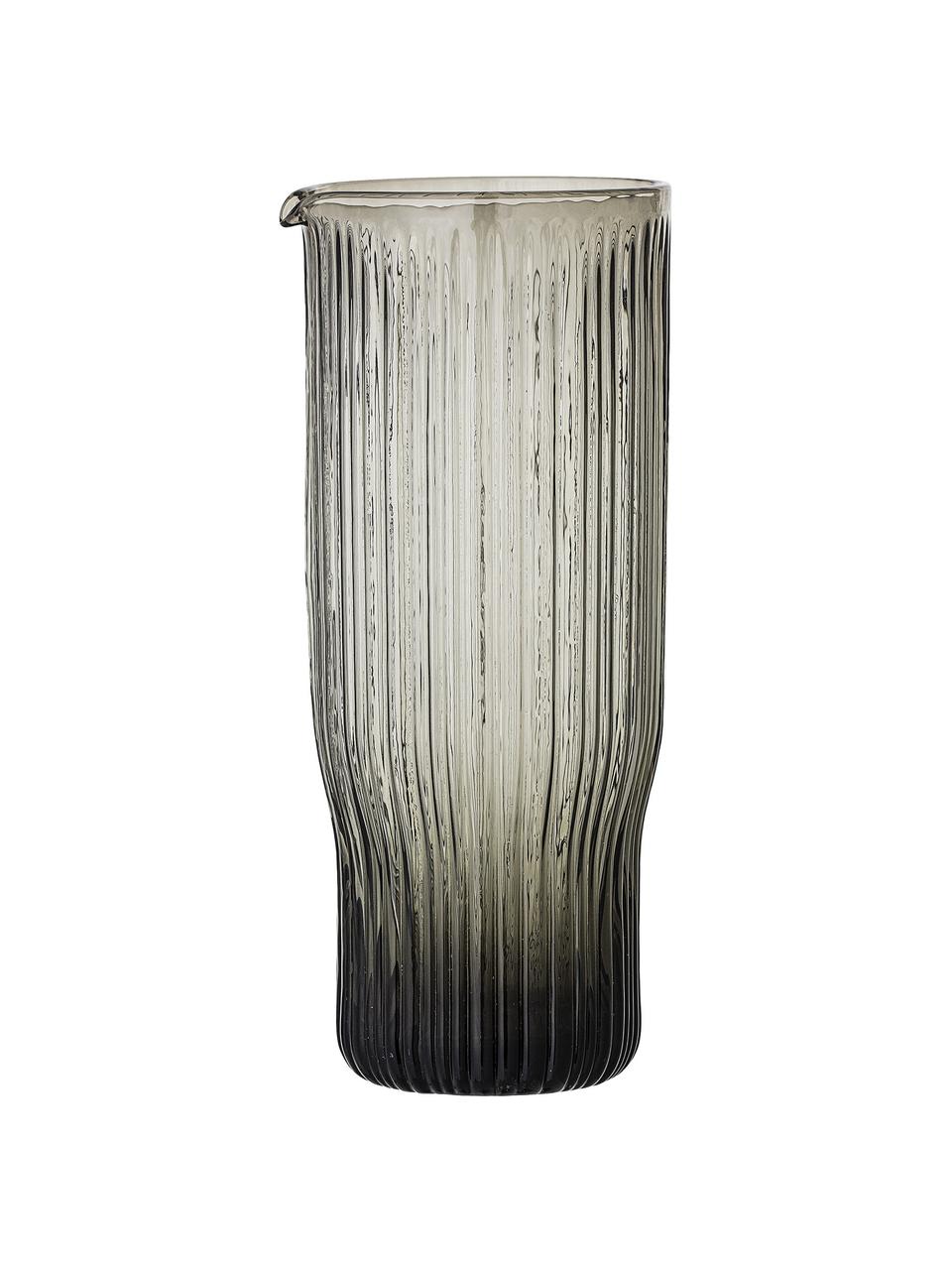 Carafe à eau avec relief rainuré Ronja, 1 L, Verre, Gris, haut. 23 cm, 1 l