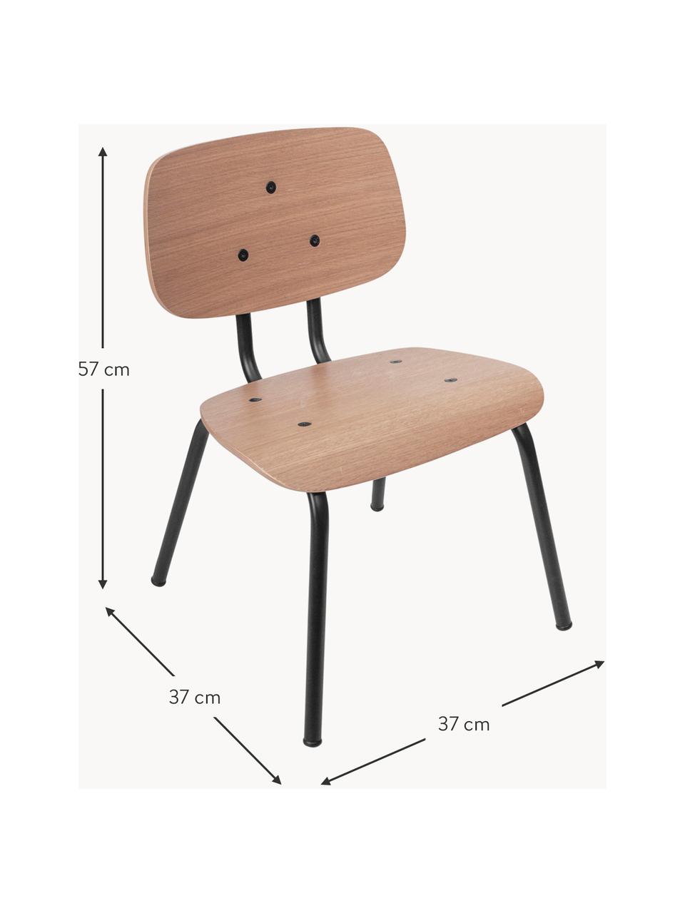 Sedia per bambini Oakee, Struttura: metallo verniciato, Legno di faggio, nero, Larg. 37 x Alt. 57 cm