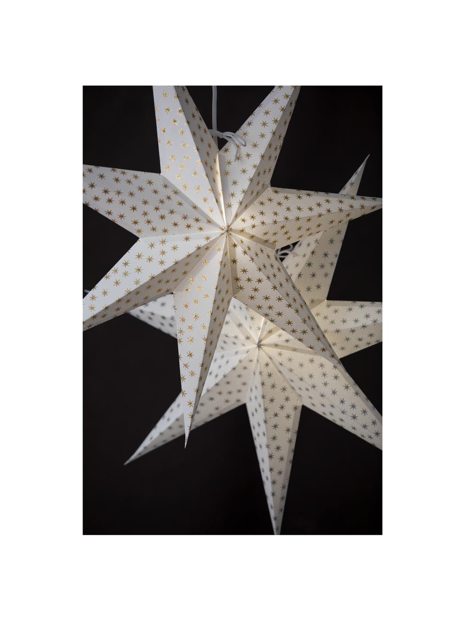 Ručne vyrobená vianočná hviezda Asta, Ø 60 cm, Papier, Biela, odtiene striebornej, Ø 60 cm
