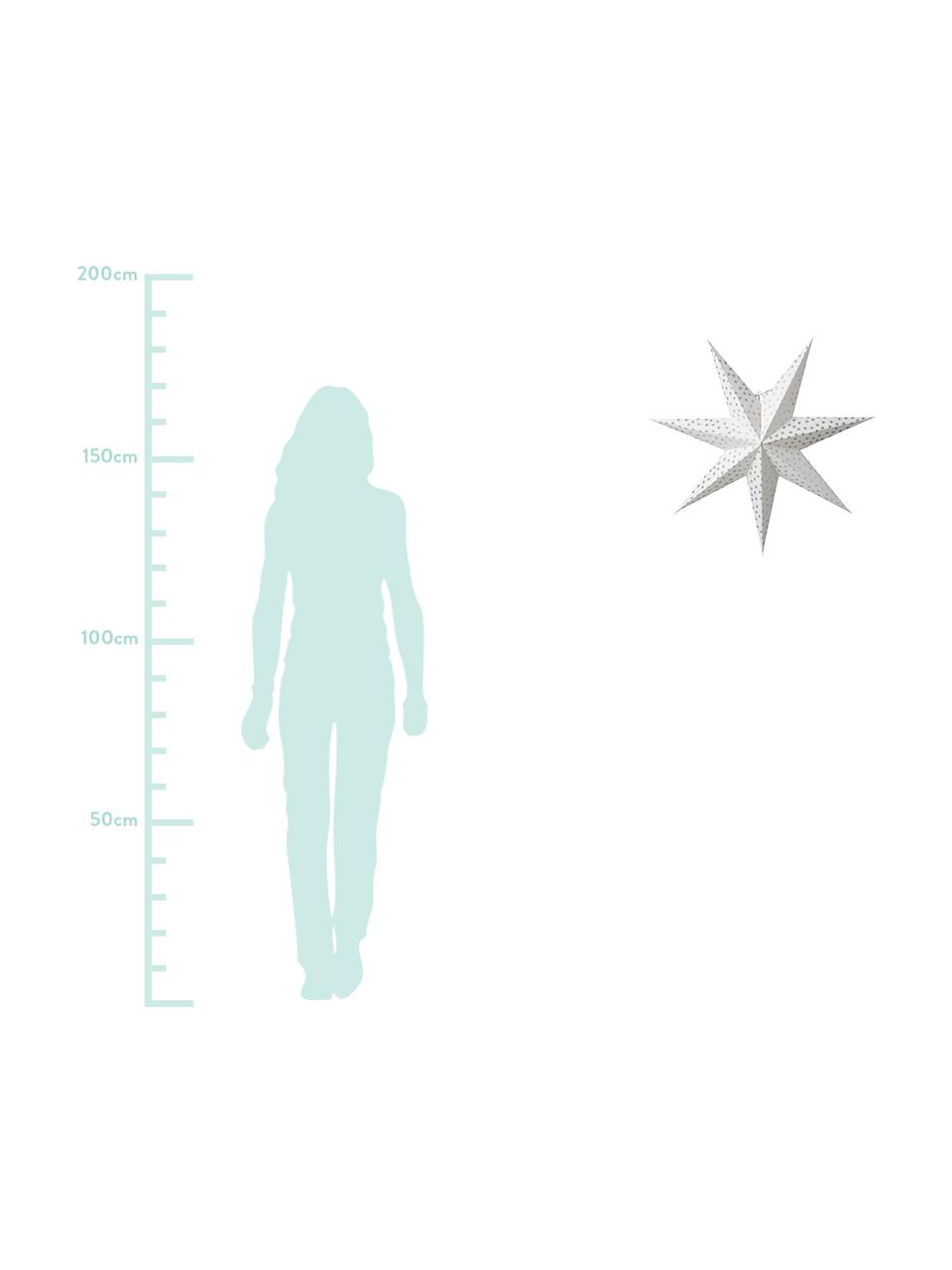 Estrella artesanal Asta, Papel, Blanco, plateado, Ø 60 cm