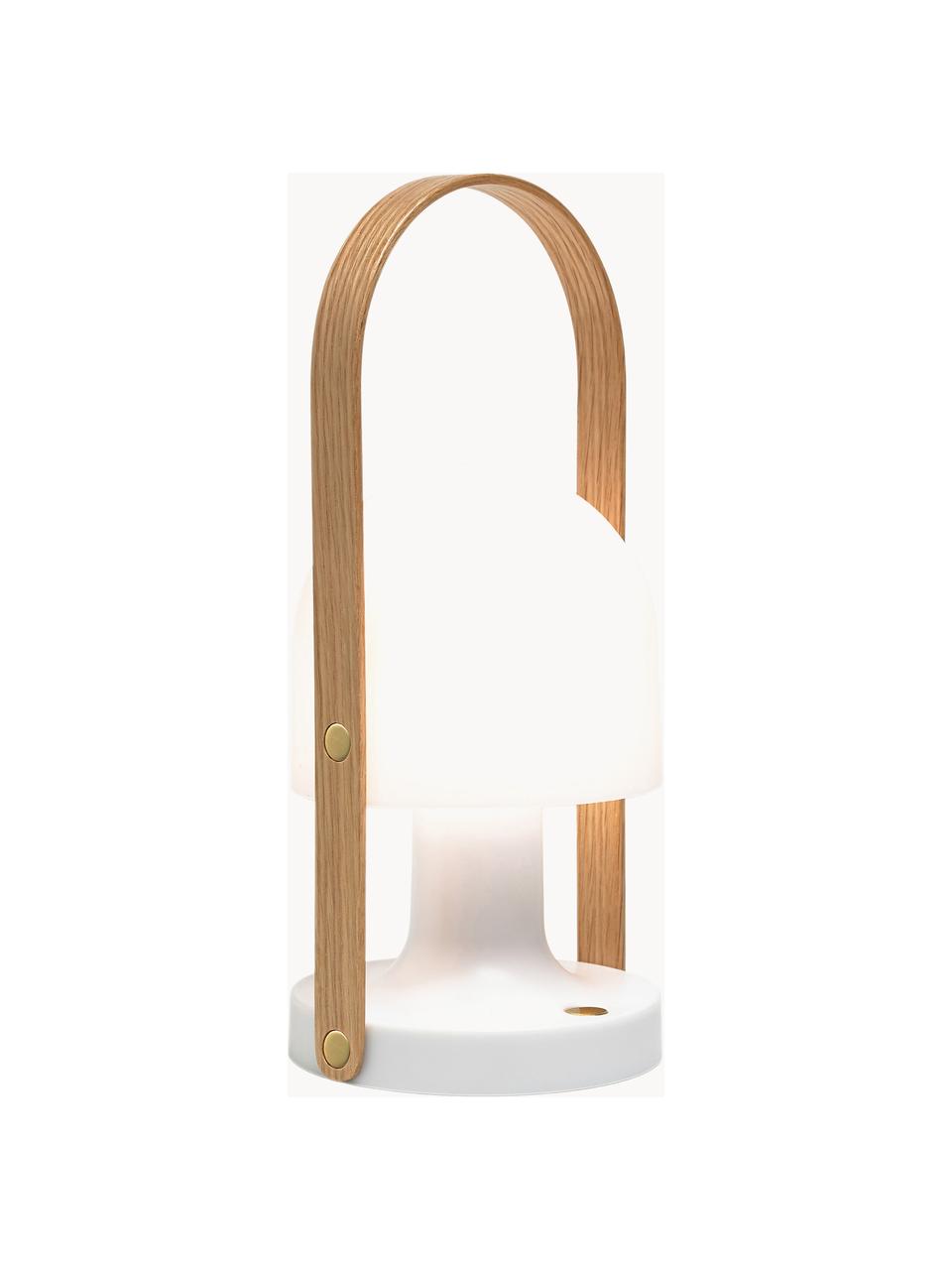 Mobilna lampa stołowa LED z funkcją przyciemniania FollowMe, Biały, drewno dębowe, Ø 12 x W 29 cm