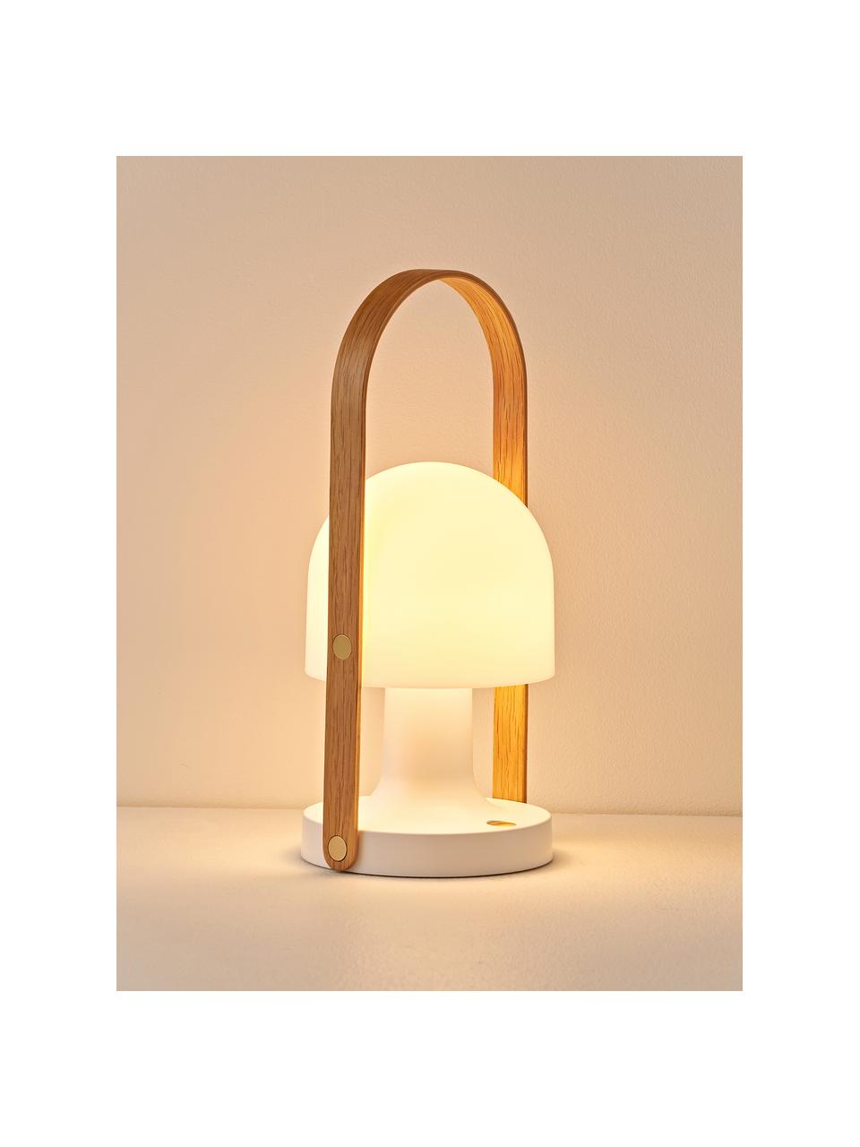 Mobilna lampa stołowa LED z funkcją przyciemniania FollowMe, Biały, drewno dębowe, Ø 12 x W 29 cm