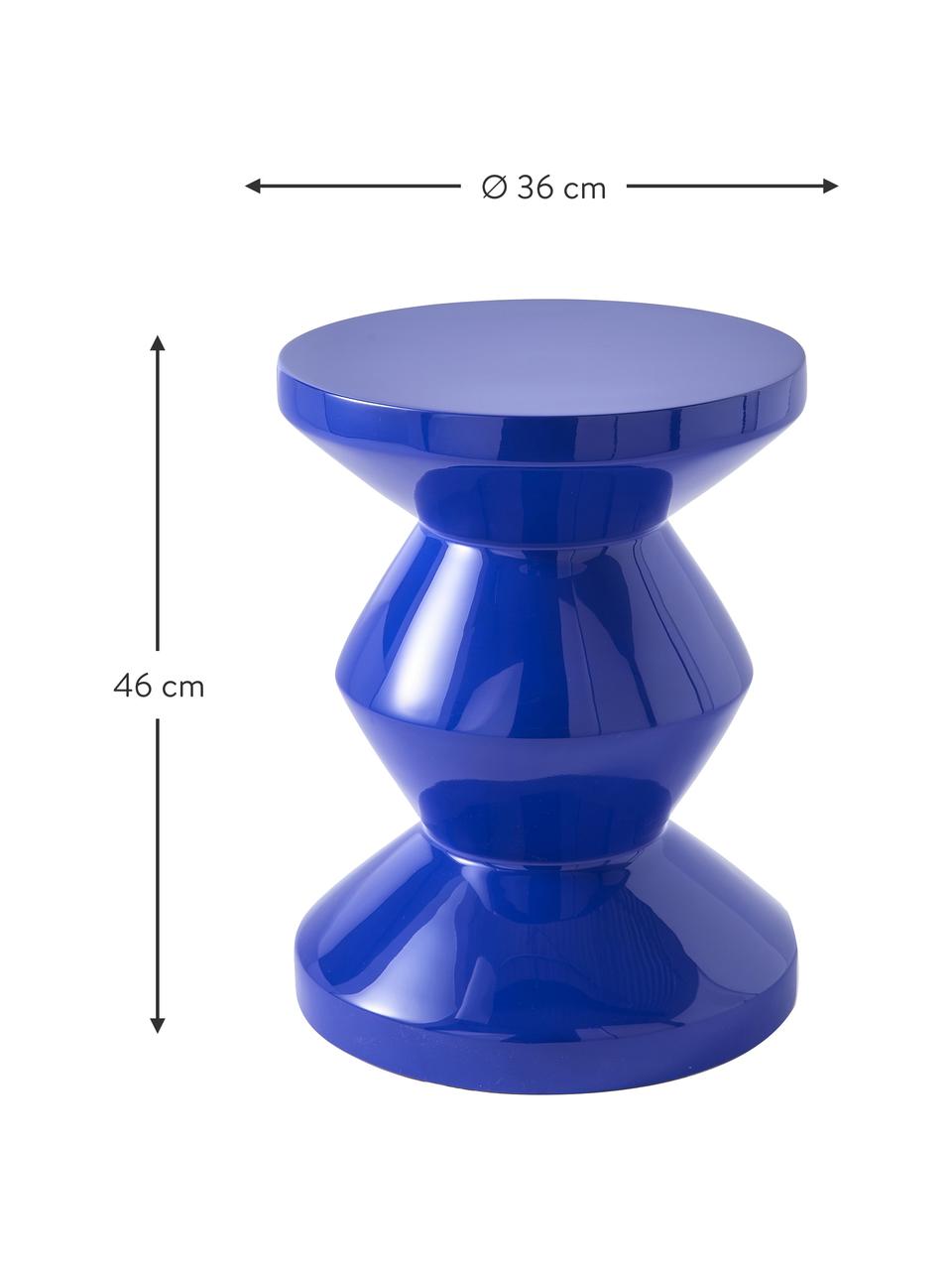 Table d'appoint ronde Zig Zag, Plastique, laqué, Bleu roi, Ø 36 x haut. 46 cm