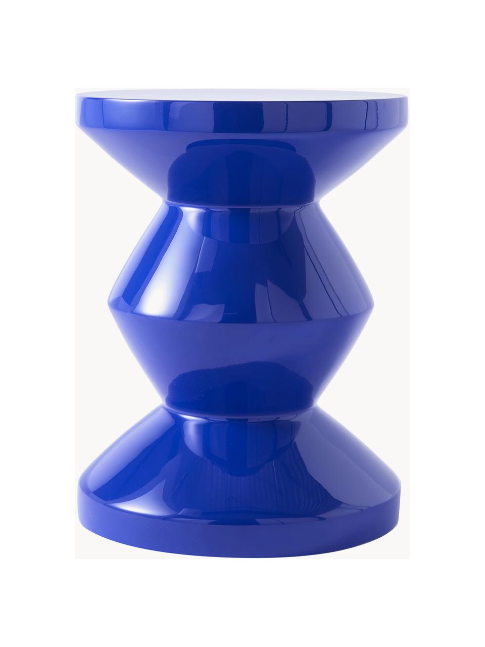 Mesa auxiliar redonda Zig Zag, Plástico lacado, Azul real, Ø 36 x Al 46 cm
