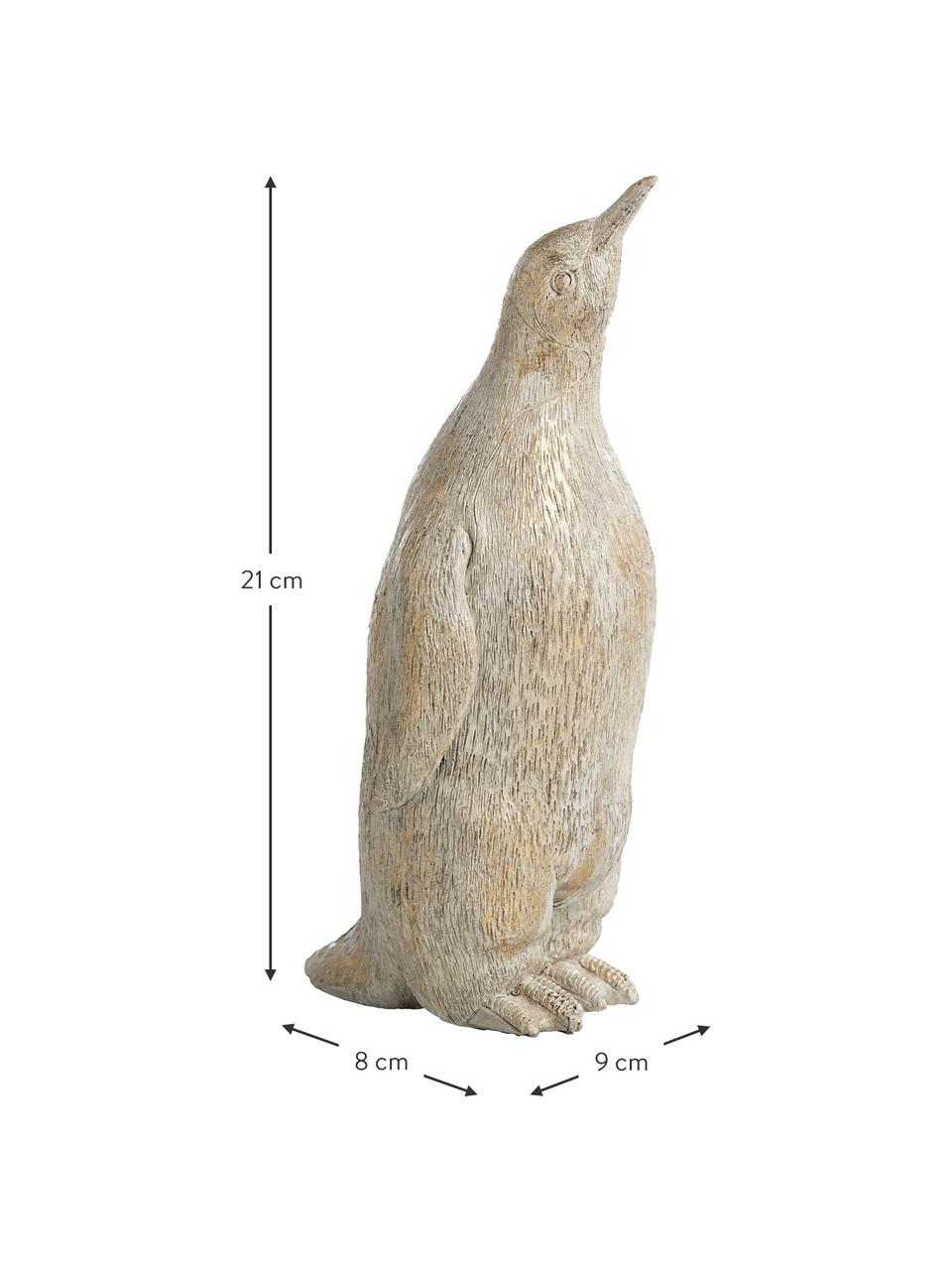 Handgemaakt decoratief object Penguin, Kunststof, Beige, B 9 cm x H 21 cm