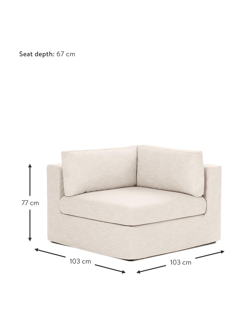 Hoekmodule Russell, Bekleding: 100% katoen Met 50.000 sc, Frame: massief grenenhout FSC-ge, Poten: kunststof, Geweven stof beige, B 103 x H 77 cm