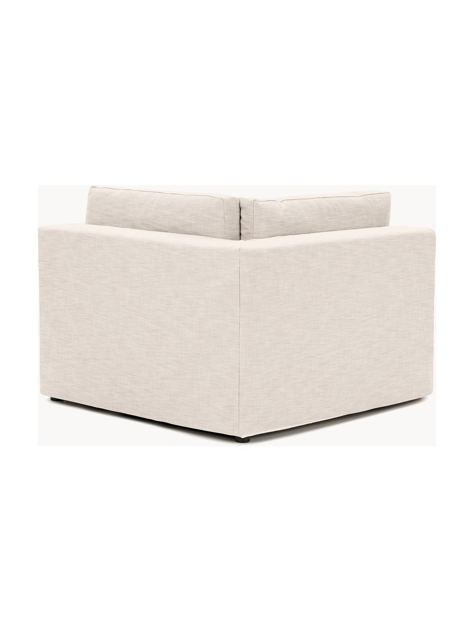 Hoekmodule Russell met afneembare deksels, Bekleding: 100% katoen Met 50.000 sc, Frame: massief grenenhout FSC-ge, Poten: kunststof Dit product is , Geweven stof lichtbeige, B 103 x D 103 cm