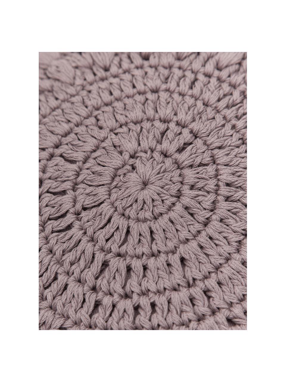 Coussin crocheté rond Brielle, Lilas, Ø 40 cm