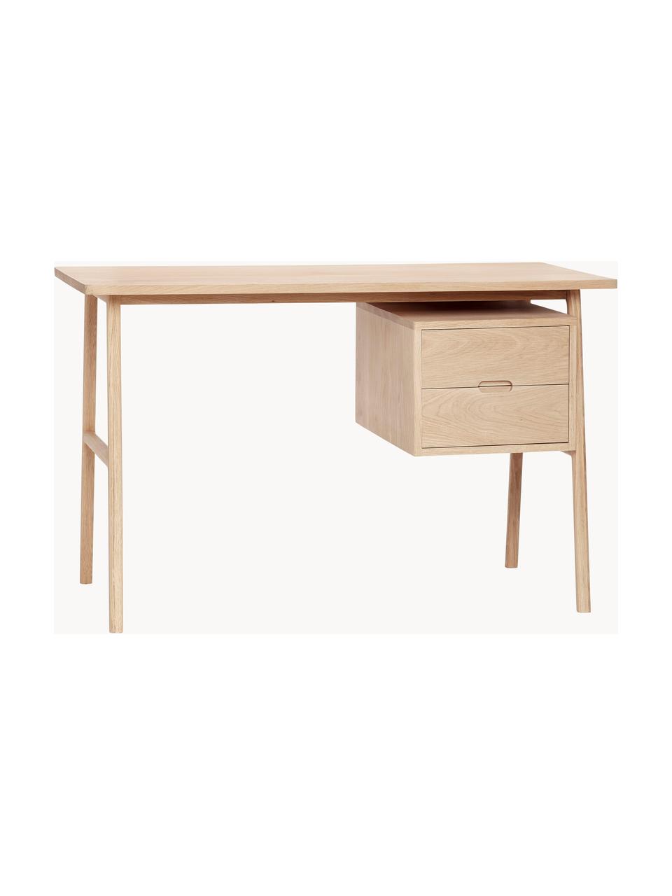Holz-Schreibtisch Architect mit Schubladen, Eichenholzfurnier, Eichenholz, FSC-zertifiziert, Eichenholz,, B 120 x T 57 cm