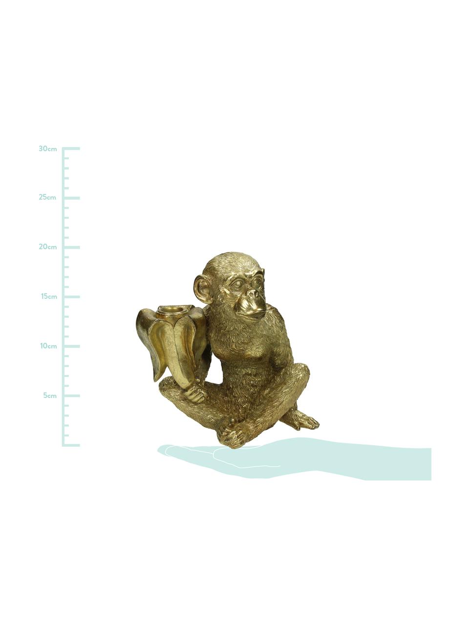 Candelabro Monkey, Poliresina, Dorado, An 19 x Al 20 cm