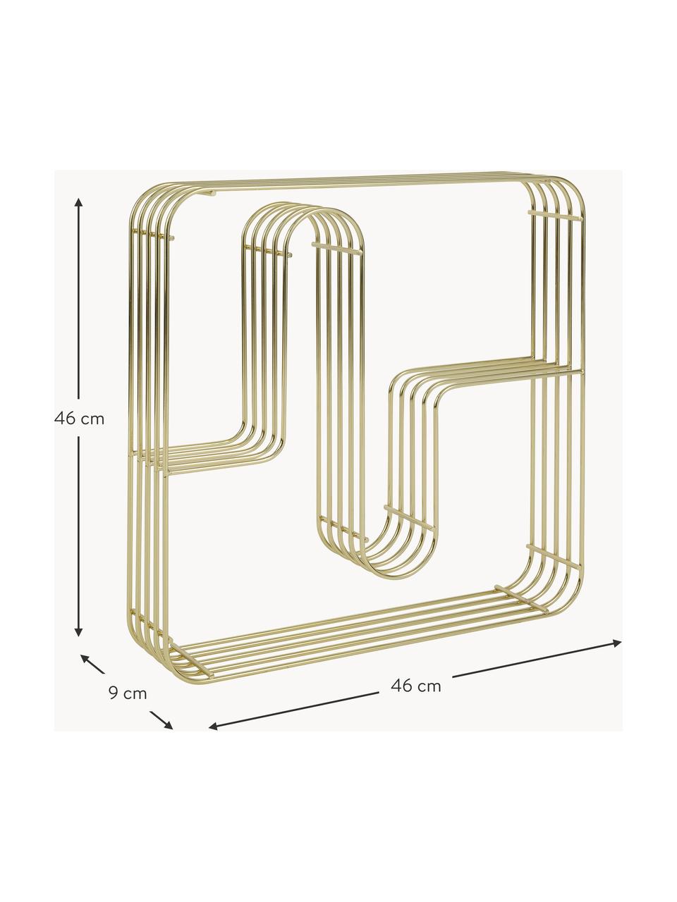 Metall-Wandregal Curva, Stahl, beschichtet, Goldfarben, glänzend, B 46 x H 46 cm