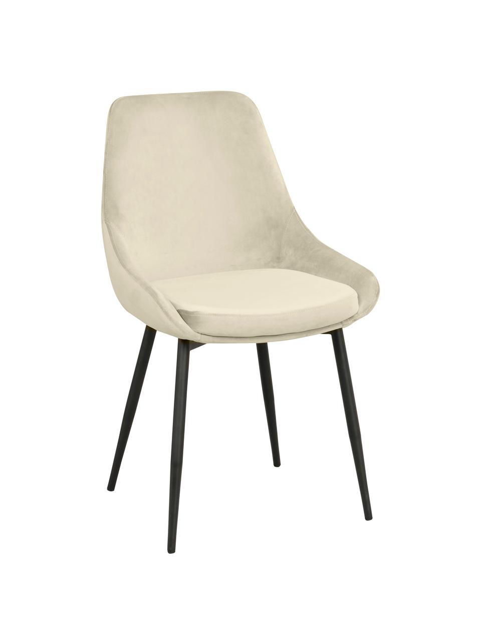 Krzesło tapicerowane z aksamitu Sierra, 2 szt., Tapicerka: aksamit poliestrowy Dzięk, Nogi: metal lakierowany, Beżowy aksamit, S 49 x G 55 cm