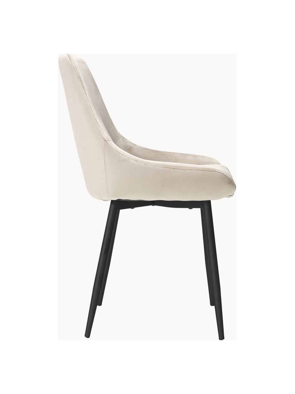 Chaises rembourrées en velours Sierra, 2 pièces, Velours beige clair, noir, larg. 49 x prof. 55 cm