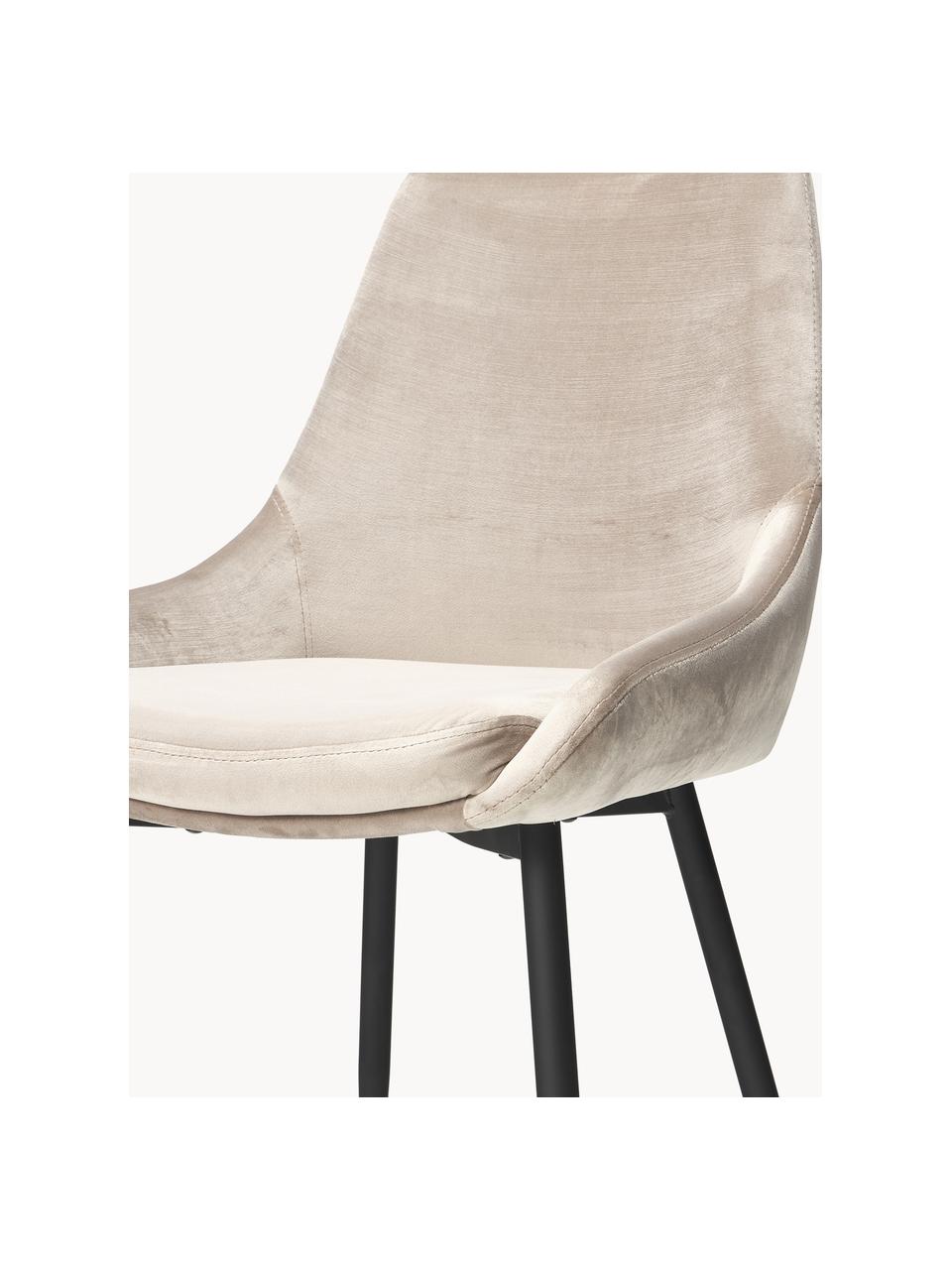Sametová čalouněná židle Sierra, 2 ks, Světle béžová, černá, Š 49 cm, H 55 cm