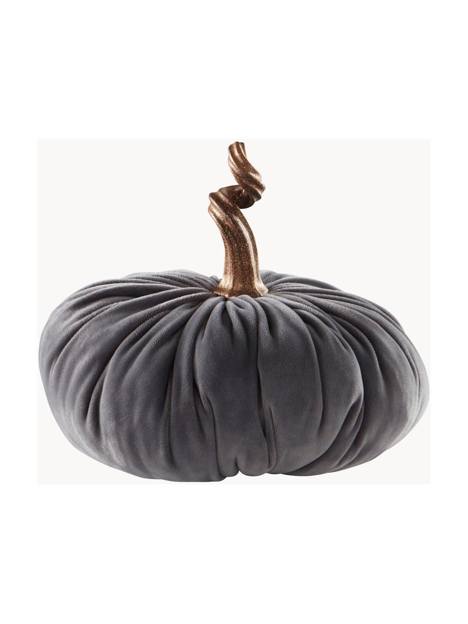 Calabaza decorativa de terciopelo Pumpis, Ø 22 cm, Tapizado: terciopelo (100% poliéste, Estructura: poliresina, Gris oscuro, Ø 22 x Al 21 cm