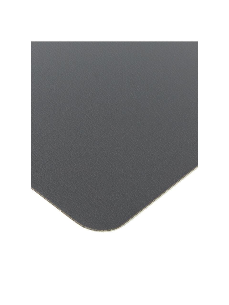 Manteles individuales de cuero sintético Pik, 2 uds., Cuero sintético (PVC), Gris oscuro, An 33 x L 46 cm