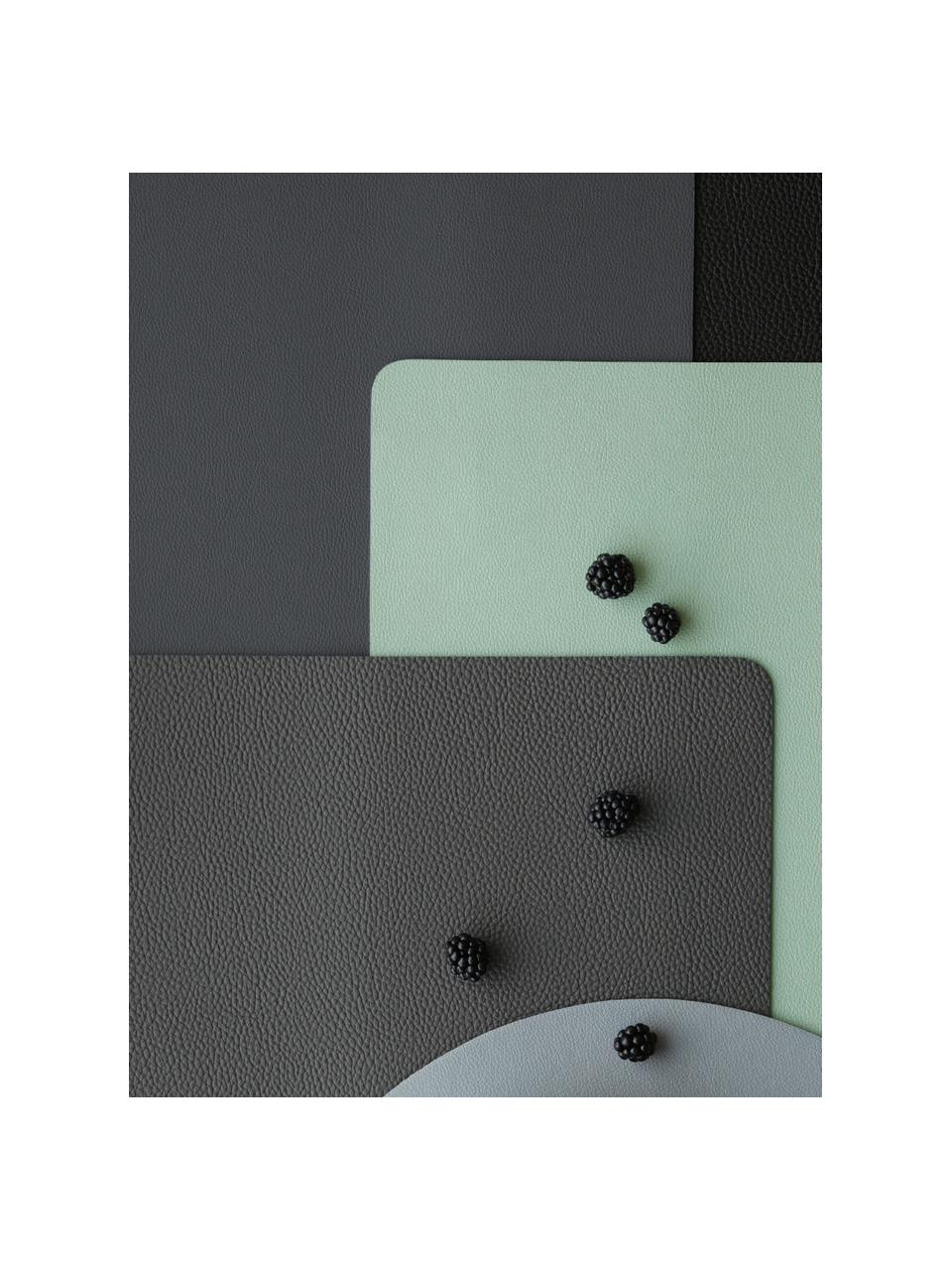 Kunstleren placemats Pik, 2 stuks, Kunstleer (PVC), Donkergrijs, B 33 x L 46 cm