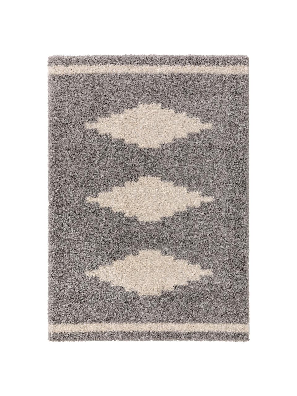 Tapis shaggy ethno Selma, Gris, beige clair