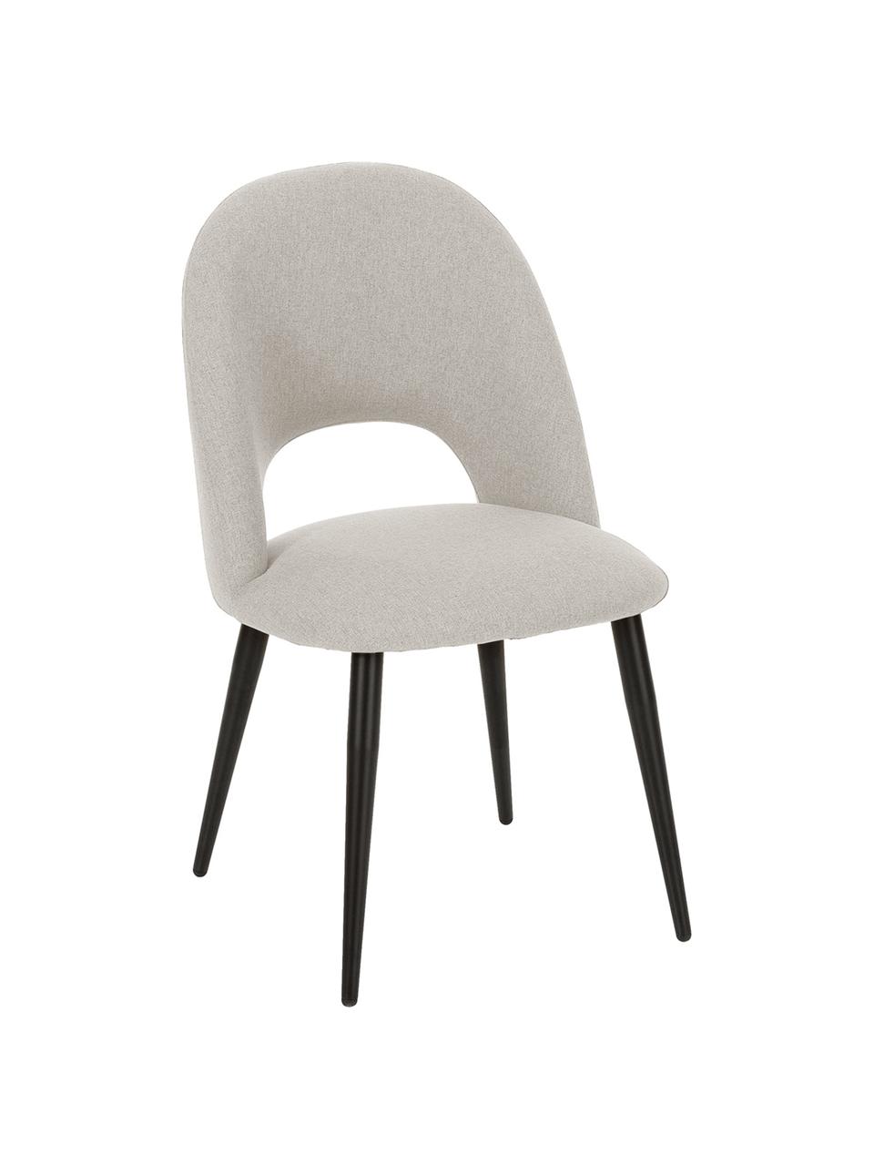Gestoffeerde stoel Rachel in grijs, Bekleding: 100% polyester, Poten: gepoedercoat metaal, Geweven stof grijs, B 53 x D 57 cm