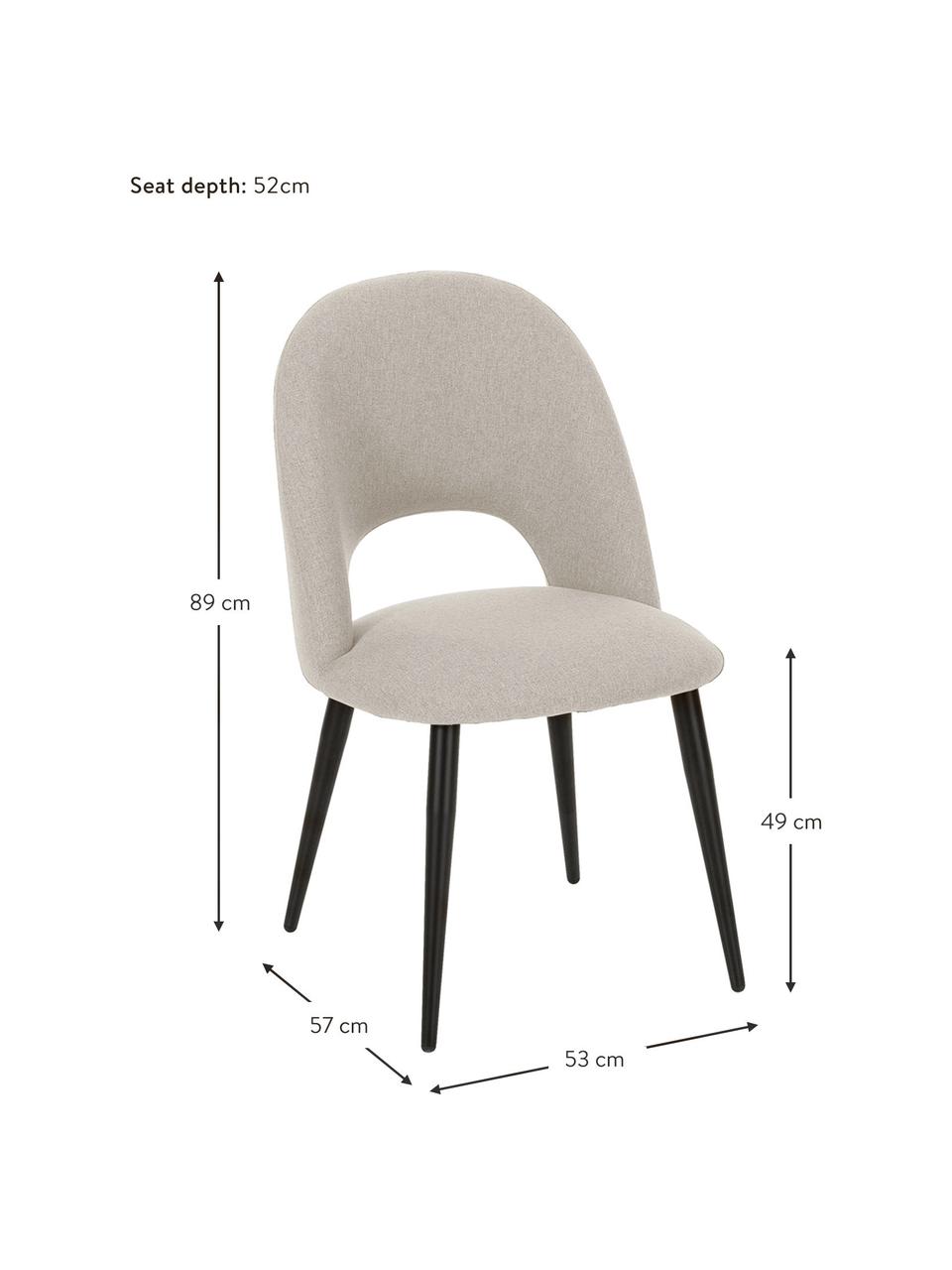 Polstrovaná židle z tkané látky Rachel, Šedá, Š 53 cm, H 57 cm