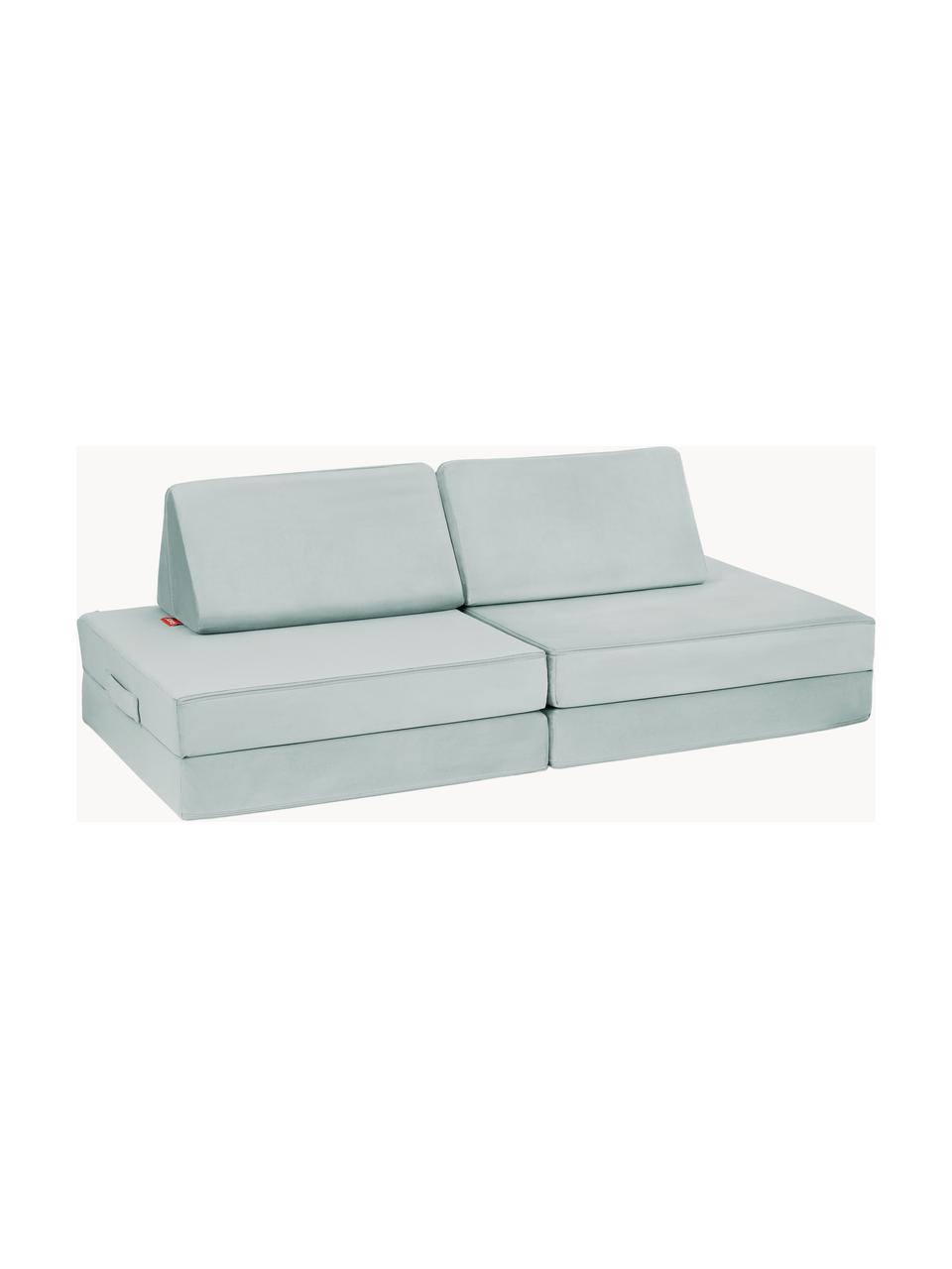 Modulares Kinder-Spielsofa Mila aus Samt, handgefertigt, Bezug: Samt (100 % Polyester) De, Samt Salbeigrün, B 130 x T 65 cm