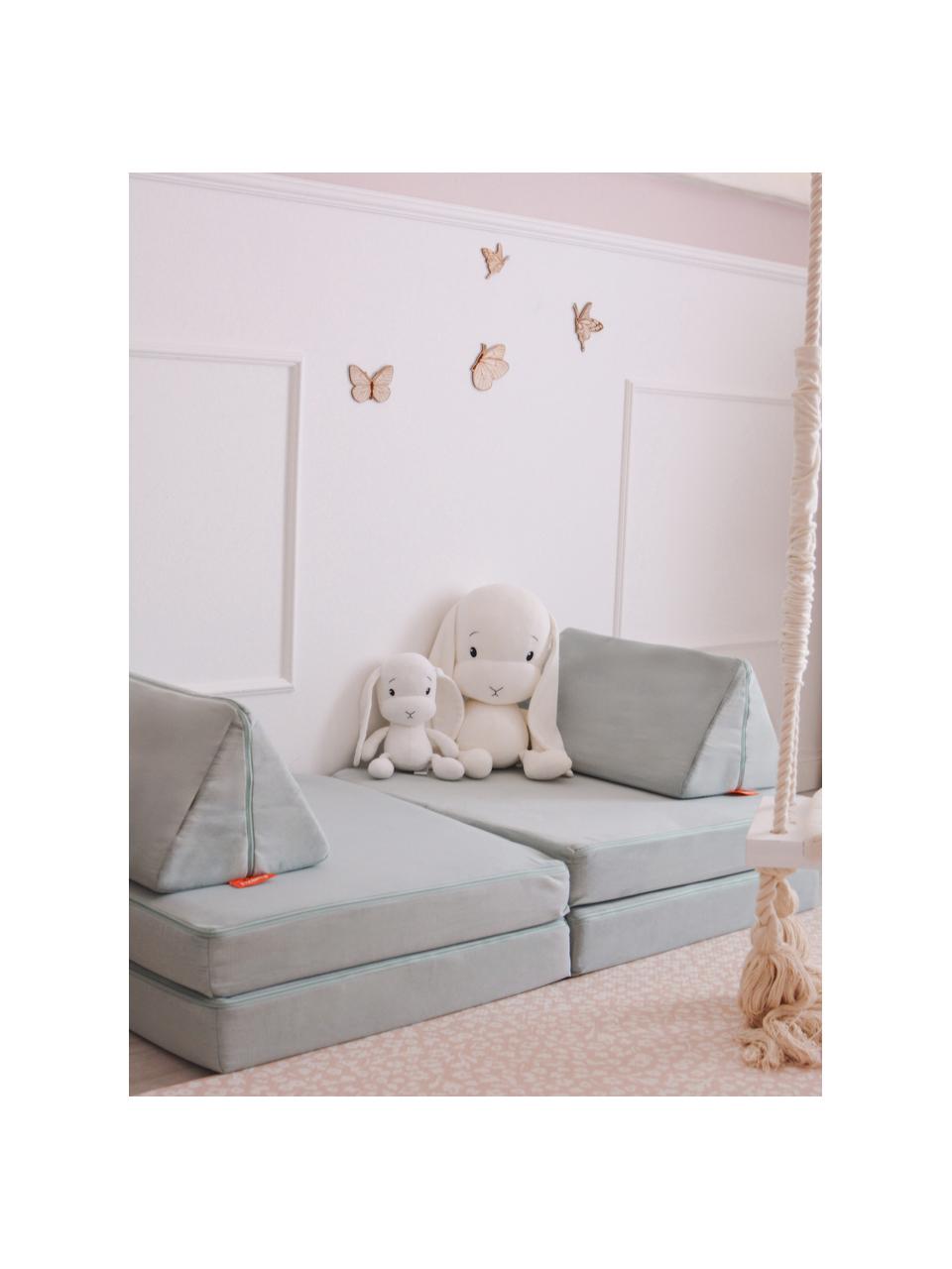 Modulares Kinder-Spielsofa Mila aus Samt, handgefertigt, Bezug: Samt (100 % Polyester) De, Samt Salbeigrün, B 168 x T 84 cm