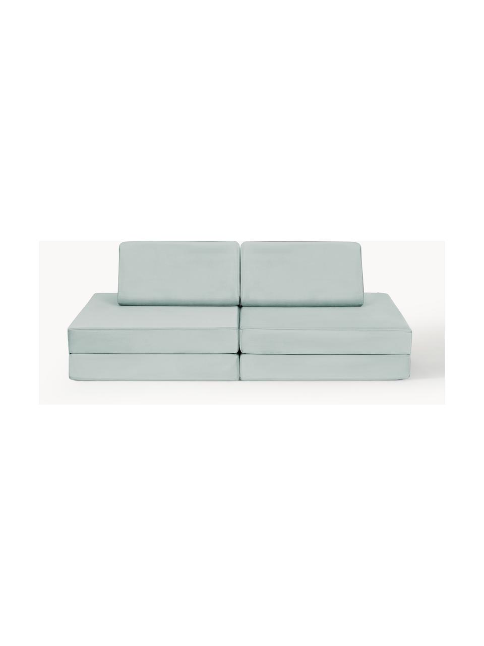 Modulares Kinder-Spielsofa Mila aus Samt, handgefertigt, Bezug: Samt (100 % Polyester) De, Samt Salbeigrün, B 168 x T 84 cm