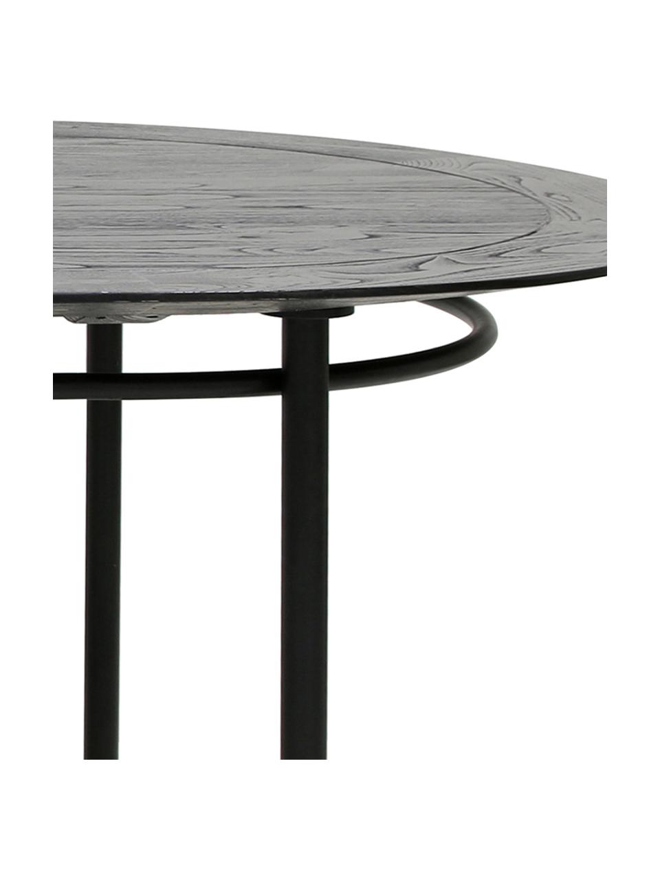 Tavolo ovale con piano in legno massiccio Ringding,  200x100 cm, Gambe: metallo rivestito, Nero, Larg. 200 x Prof. 100 cm