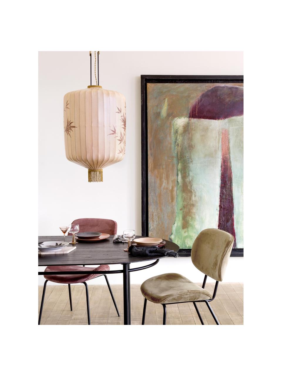 Ovaler Esstisch Ringding mit Massivholzplatte, 200 x 100 cm, Tischplatte: Sungkai Holz, lackiert, Beine: Metall, beschichtet, Schwarz, B 200 x T 100 cm