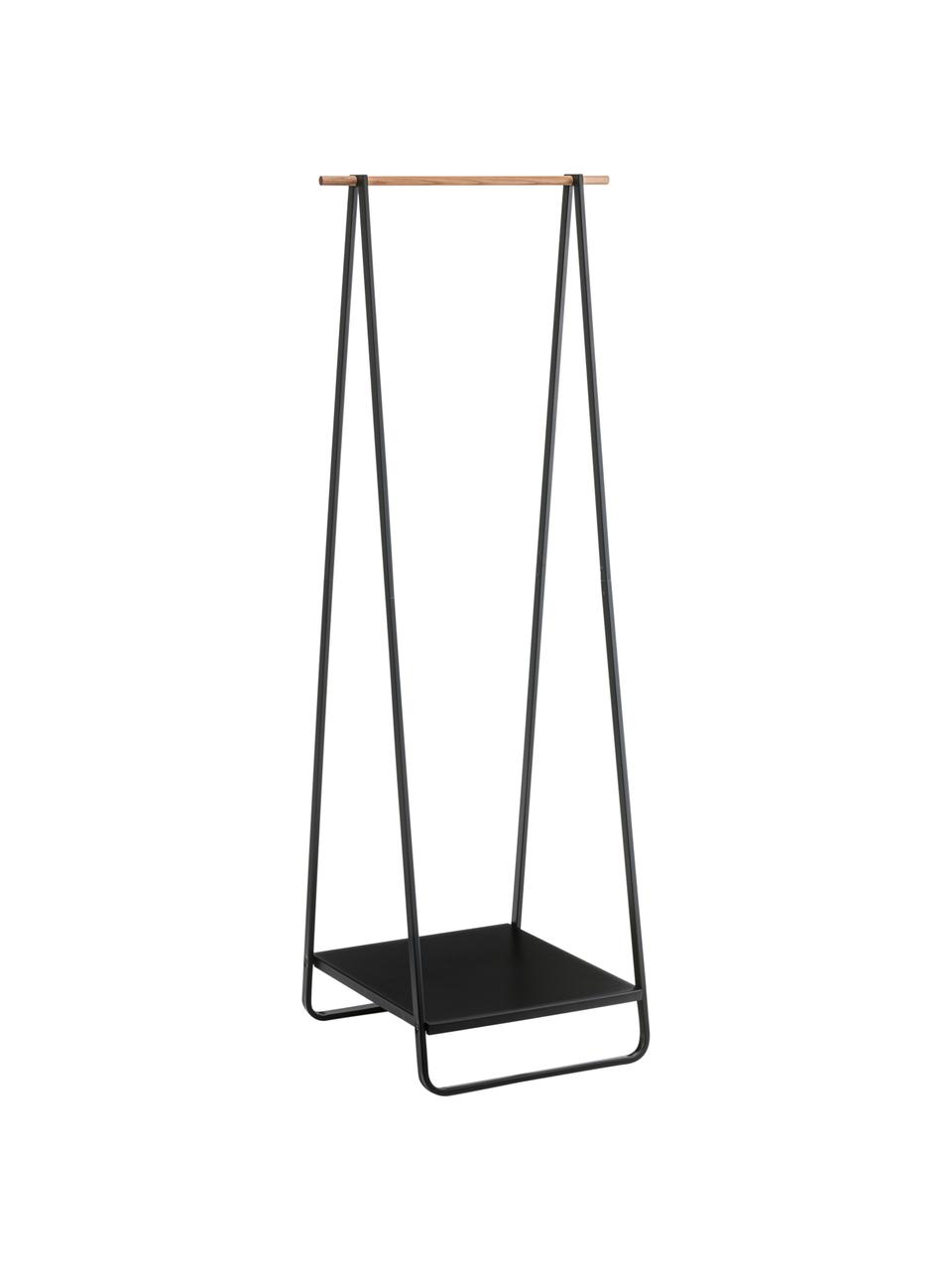 Burro de metal Tower, Estructura: metal con pintura en polv, Barra: madera, Negro, An 52 x Al 140 cm