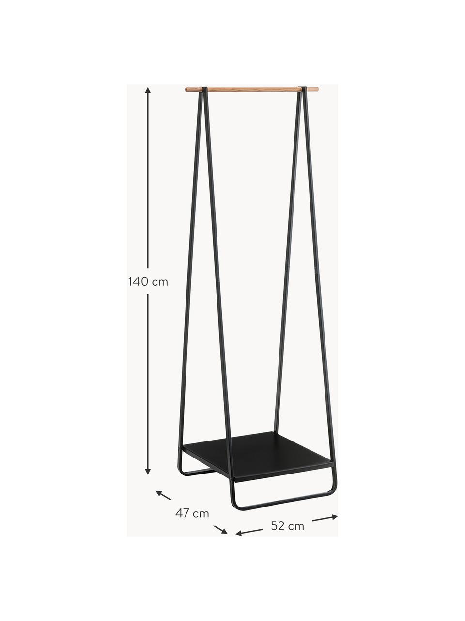 Burro de metal Tower, Estructura: metal con pintura en polv, Barra: madera, Negro, madera, An 52 x Al 140 cm