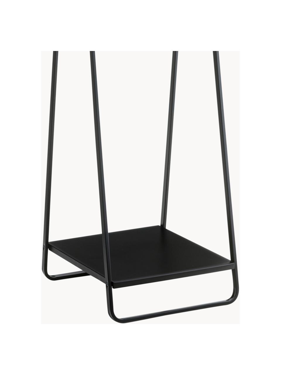 Burro de metal Tower, Estructura: metal con pintura en polv, Barra: madera, Negro, madera, An 52 x Al 140 cm