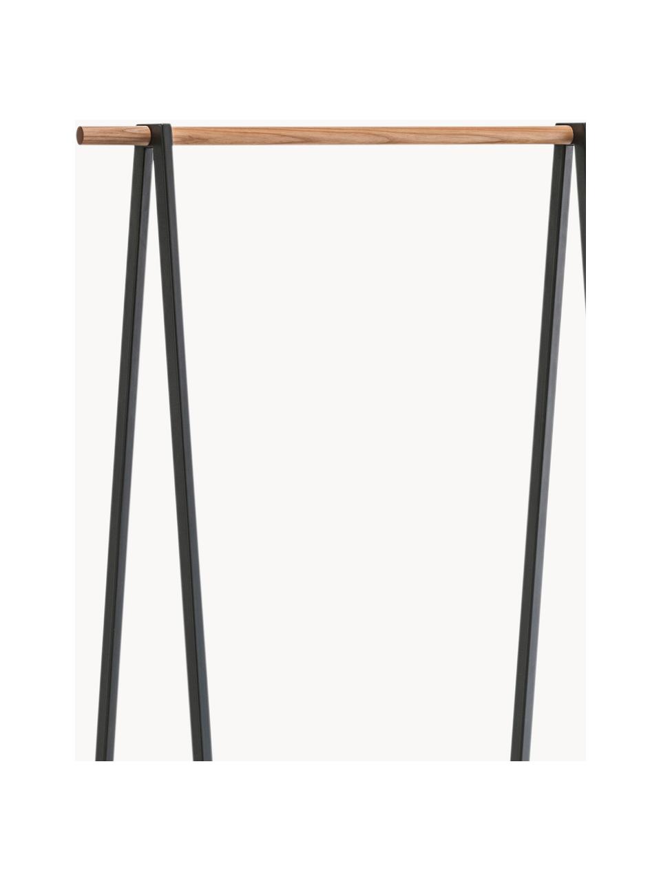 Porte-manteau en métal Tower, Noir, bois foncé, larg. 52 x haut. 140 cm