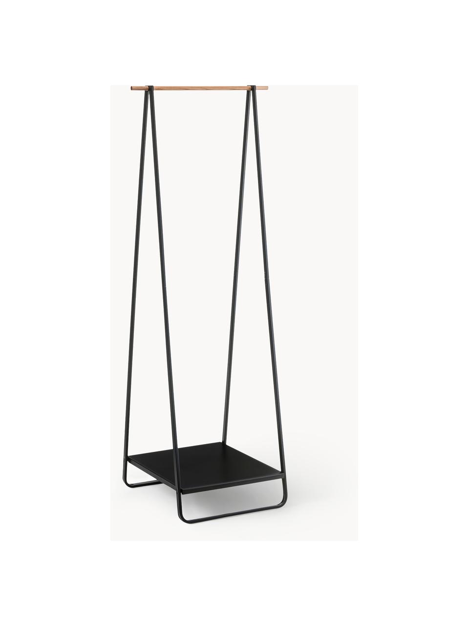 Burro de metal Tower, Estructura: metal con pintura en polv, Barra: madera, Negro, madera, An 52 x Al 140 cm