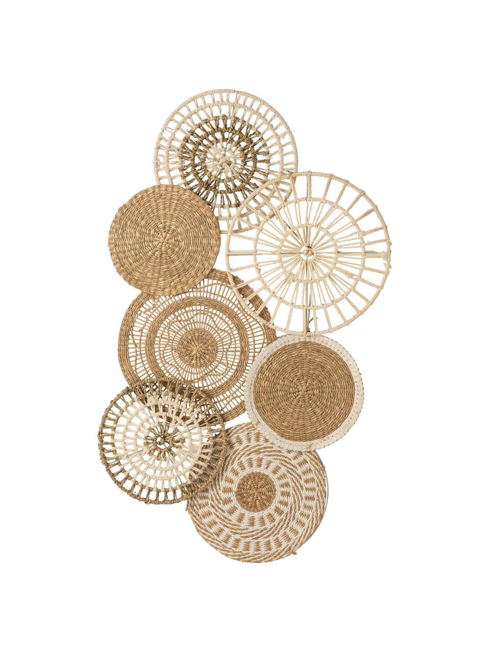 Decorazione da parete in alghe e cotone Circles, Fibra naturale, cotone, Beige, bianco, Larg. 54 x Alt. 90 cm