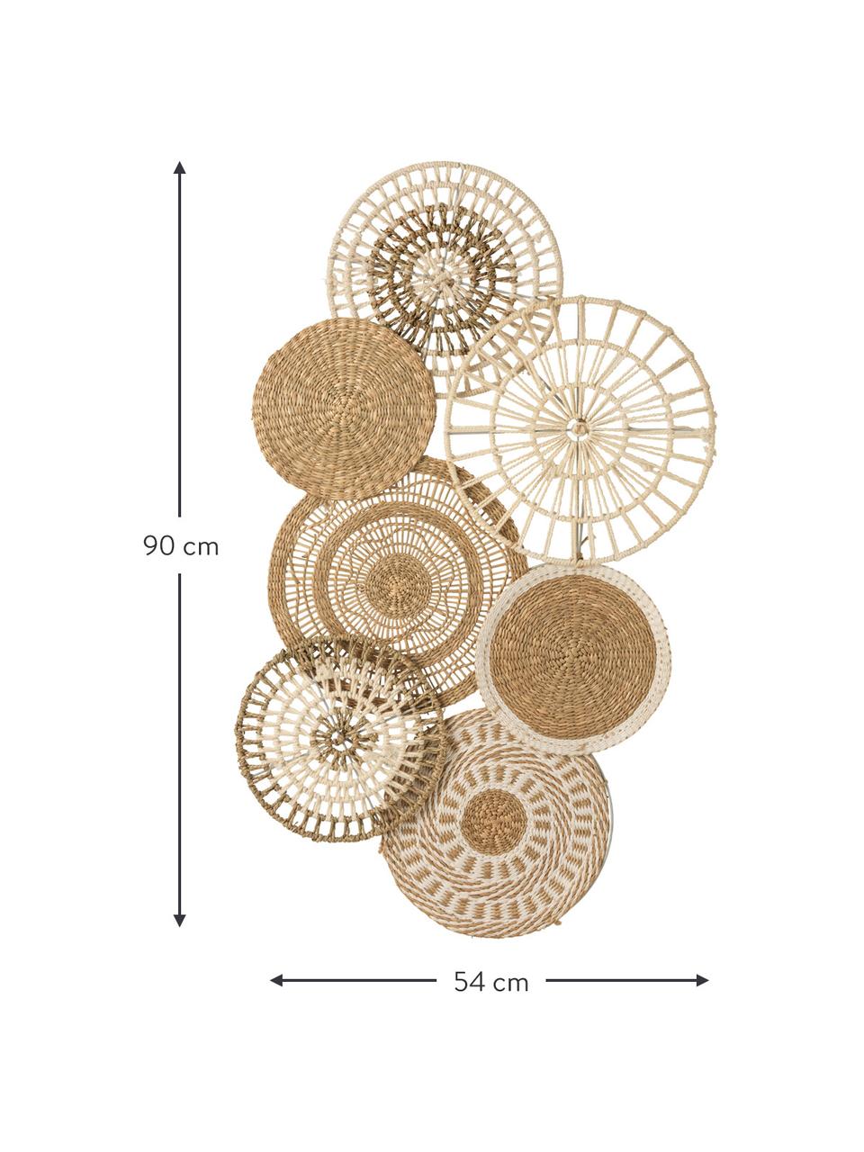 Nástenná dekorácia Circles, Morská tráva, bavlna, Béžová, biela, Š 54 x V 90 cm