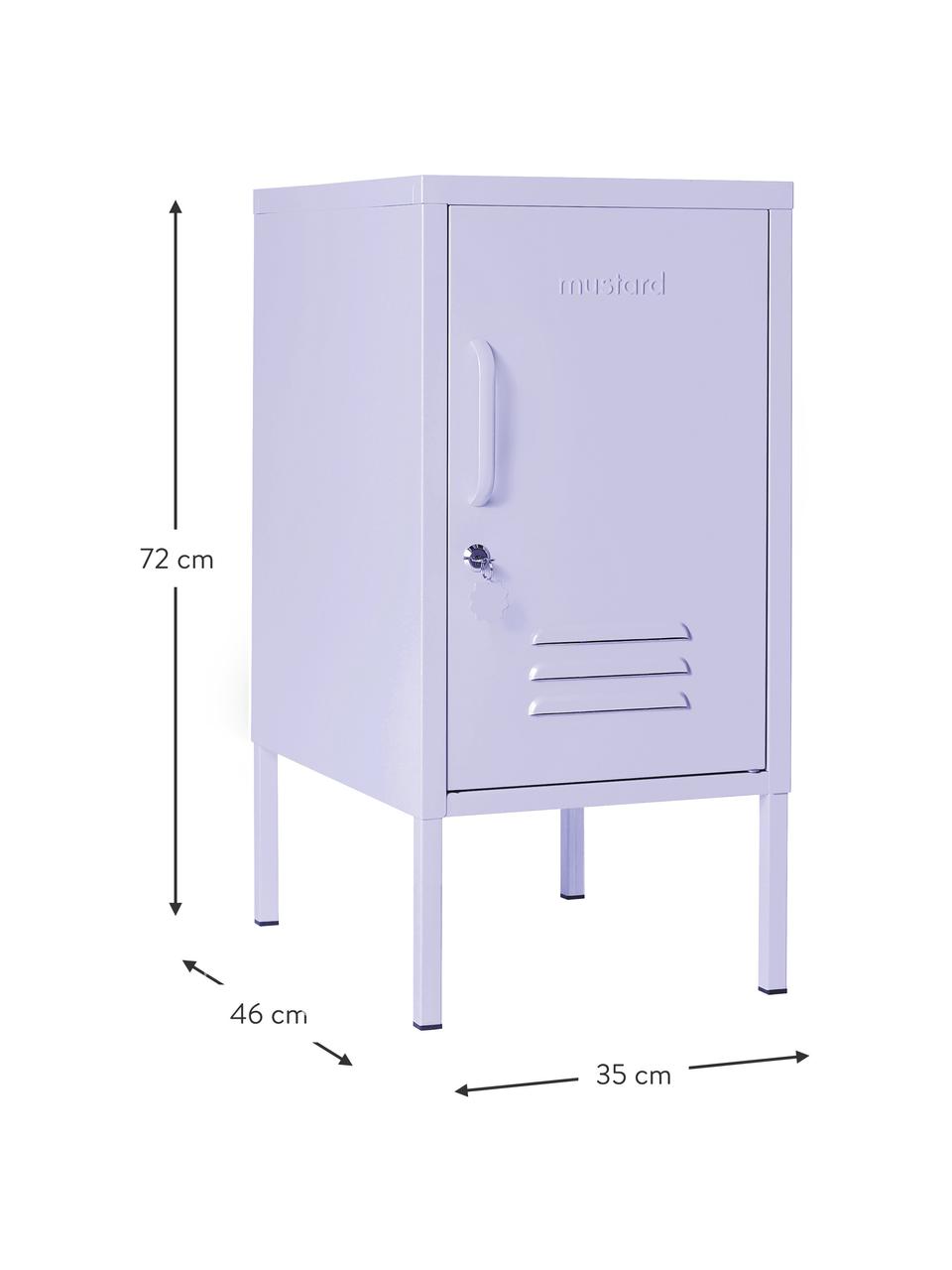 Metalen nachtkastje The Shorty, met scharnier rechts, Staal, gepoedercoat, Lavendel, B 35 x H 72 cm