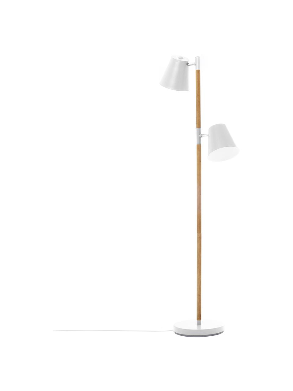 Lámpara de lectura Rubi, estilo escandinavo, Pantalla: metal recubierto, Estructura: madera, Blanco, Ø 18x Al 150 cm