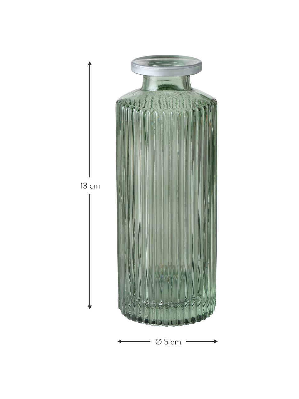 Kleines Vasen-Set Adore aus Glas in Grün, 3-tlg., Glas, gefärbt, Grün, transparent, Ø 5 x H 13 cm