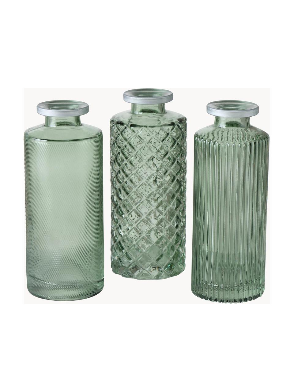 Sada malých skleněných váz Adore, 3 díly, Barevné sklo, Zelená, Ø 5 cm, V 13 cm