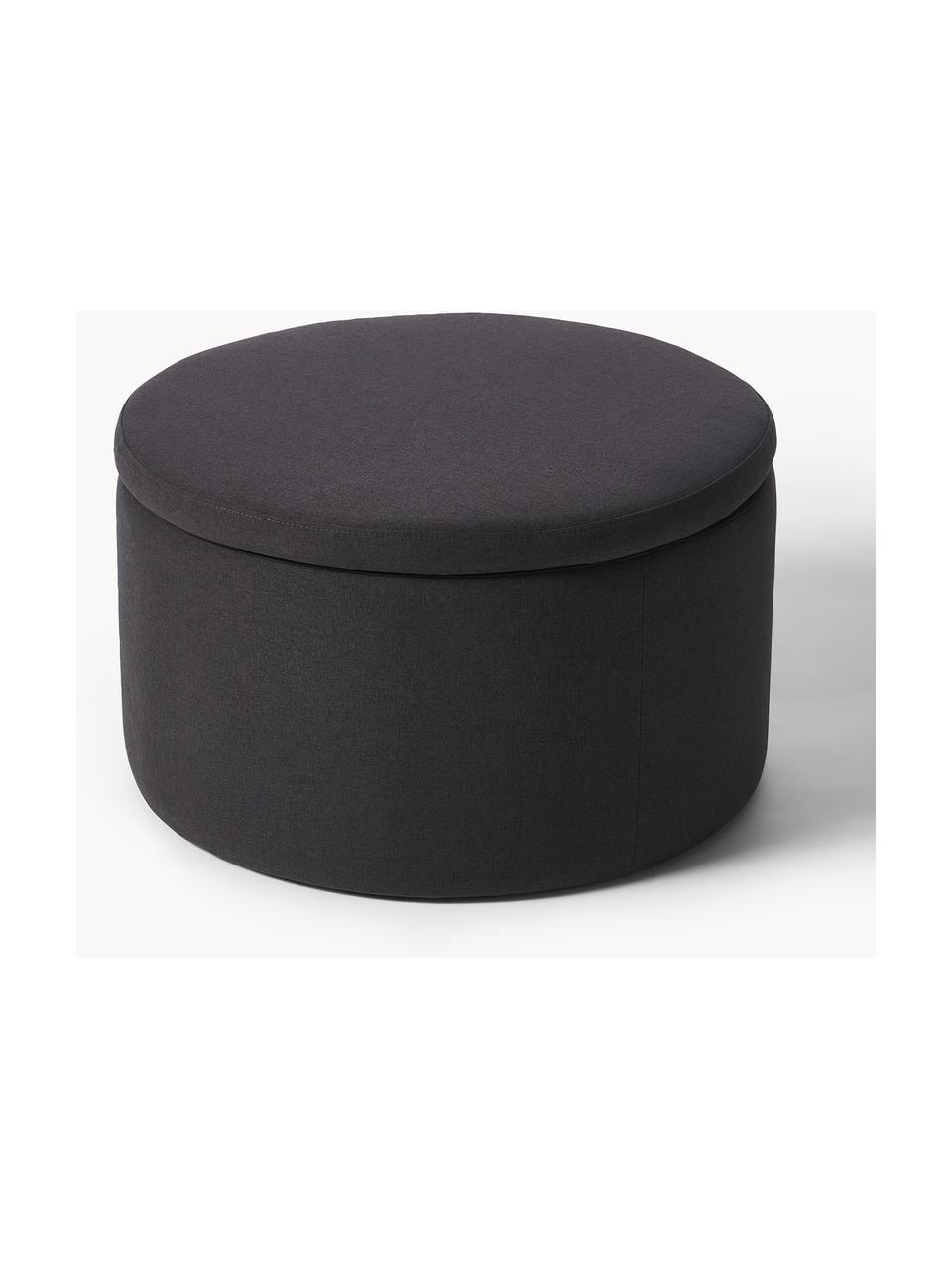 Pouf XL con vano contenitore Alida, Rivestimento: 100% poliestere Con 35.00, Rivestimento: schiuma, Tessuto grigio scuro, Ø 70 x Alt. 42 cm